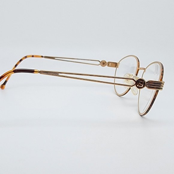 Fendi F43 Tortoise GEP Gold Electro Plated Eyeglasses Frame Italy 54-18-135